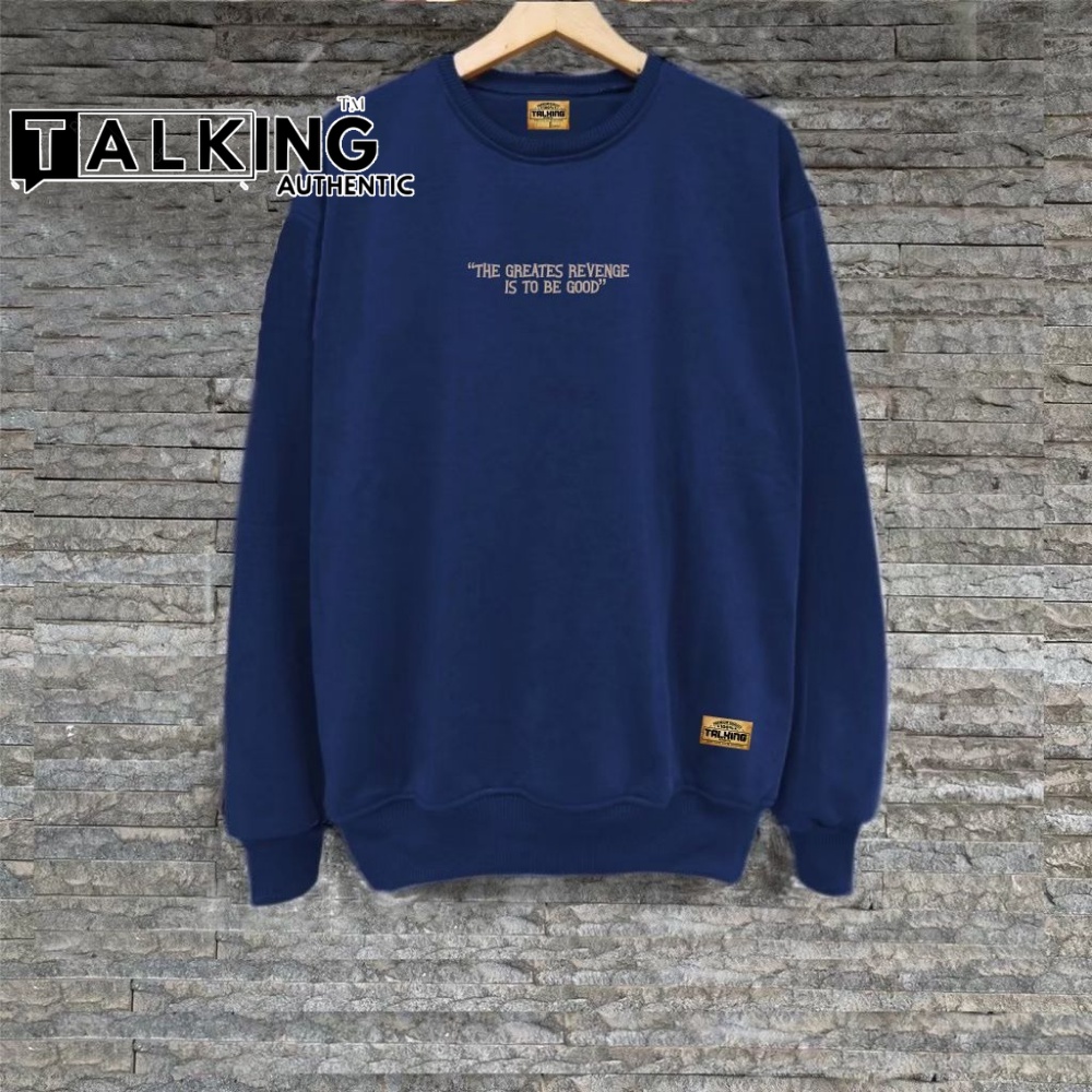 Sweater Pria Distro Crewneck Pria Talking Motif REVENGE