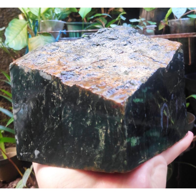 Batu Akik Black Jade Giok Hitam Aceh Rough Bahan