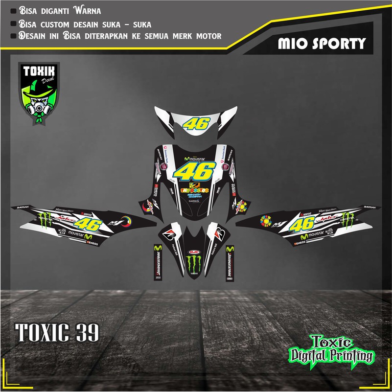 Sticker Decal YAMAHA MIO SPORTY ROSI HITAM [UTIH