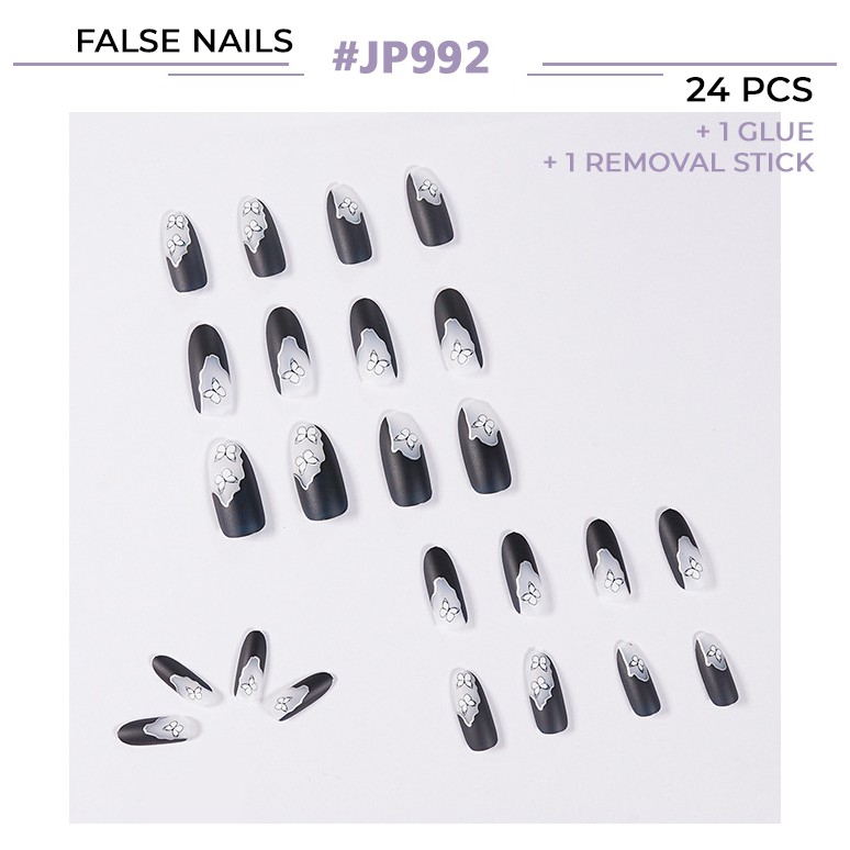 24 PCS False Nail #JP992 High Quality | Kuku Palsu Doff / Matte | Waterproof