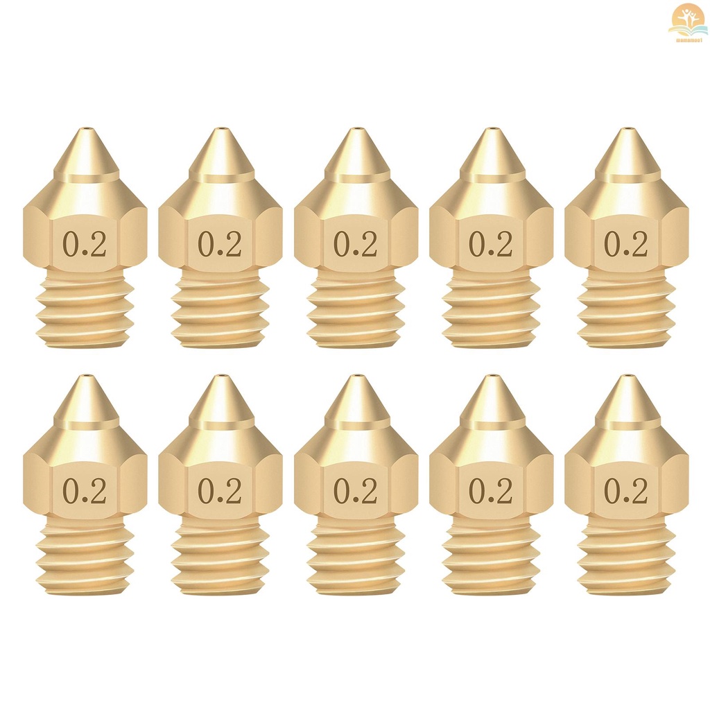 3D Printer Nozzle Brass Copper TTS New Pointed Nozzle 0.2/0.3/0.4/0.5mm M6 Thread Extruder Print Head for Creality CR-6 SE 3D Printer 1.75mm Filament 10pcs