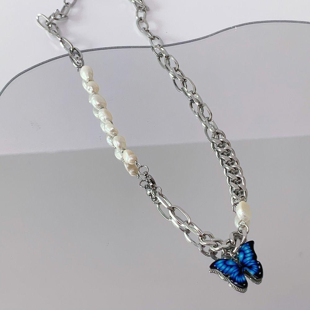 Mxbeauty Kalung Korea Elegan Rantai Manis Liontin Kupu-Kupu Perhiasan Leher Yang Dapat Disesuaikan