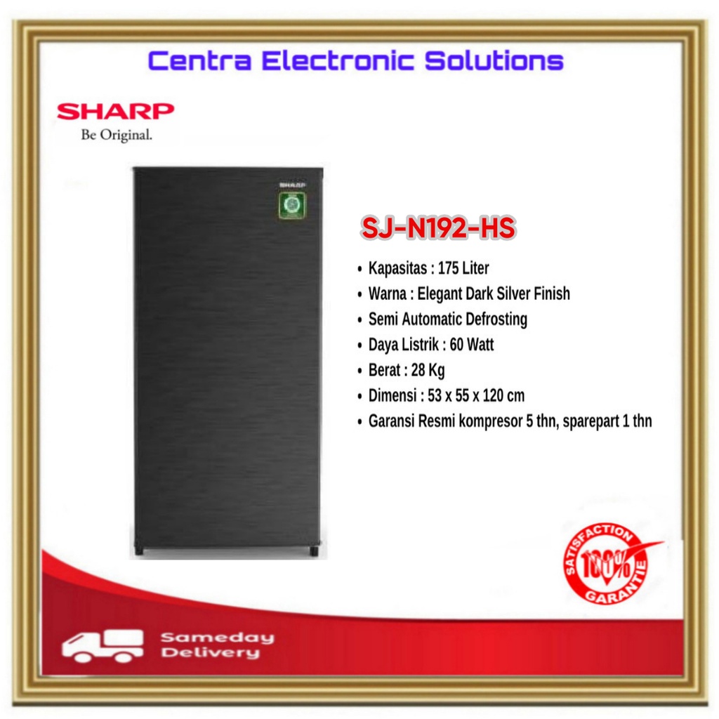 Kulkas Sharp 1 Pintu SJ-N192N-HS / Sharp 1 Pintu SJN192NHS