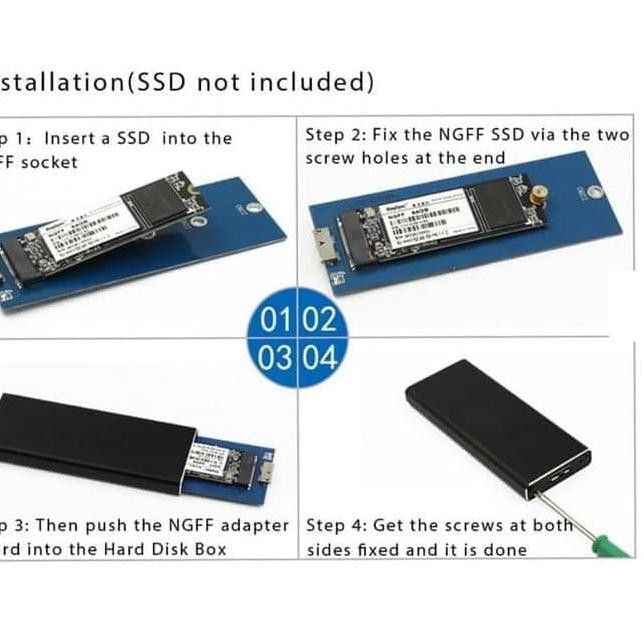 ENCLOSURE SSD M.2 NGFF SATA USB3.0 - Casing SSD External