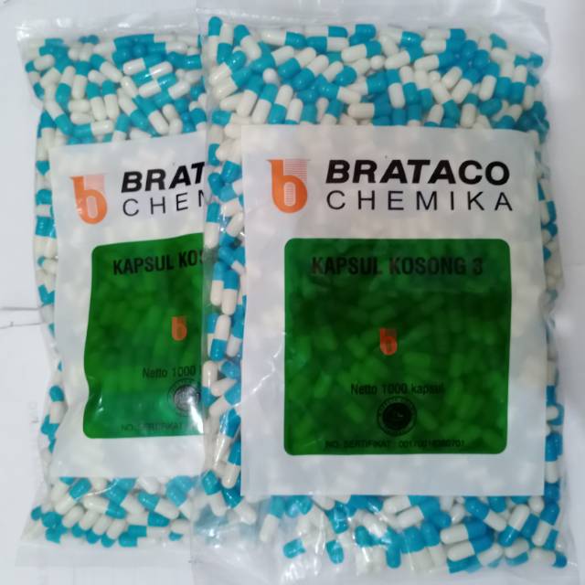 Kapsul kosong no 2 dan 3 BRATACO HALAL  untuk obat kimia maupun herbal