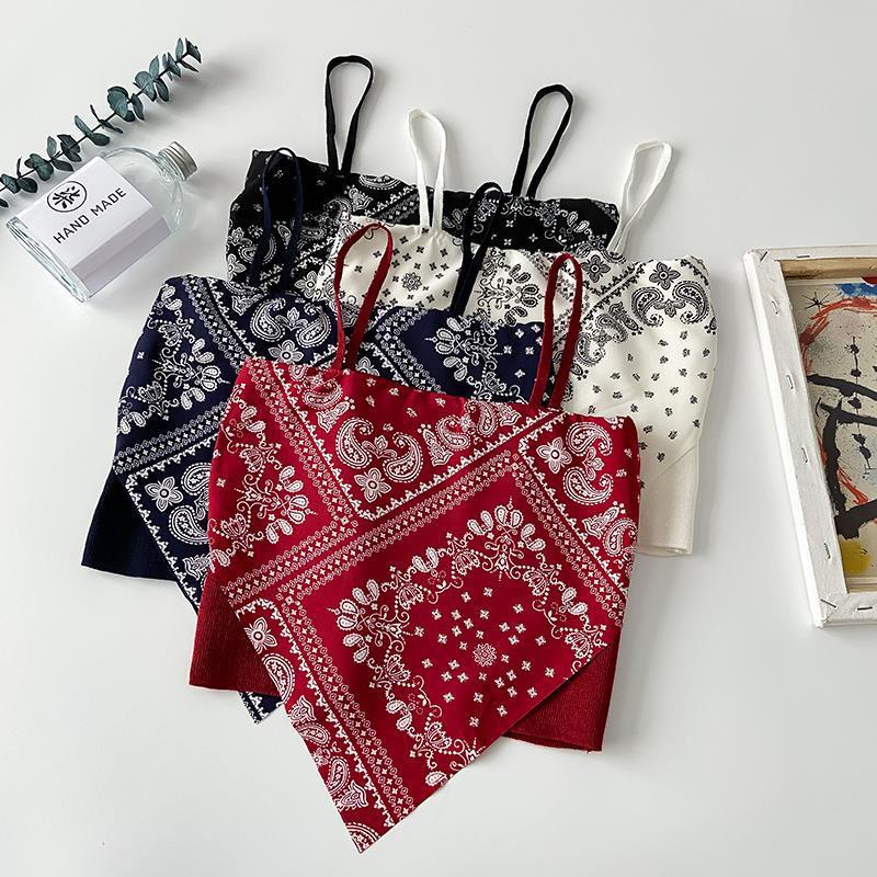 Blackpink Tank Top Wanita Model Crop Top Motif Hailey Scarf Wanita Import 1193
