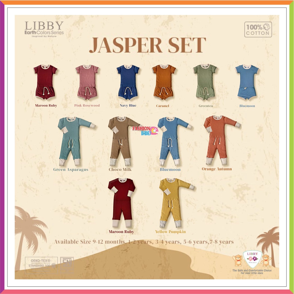 NEW LIBBY JASPER SET | JASPER SET PENDEK PANJANG EARTH COLOUR 0-8 TH