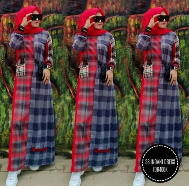 Gamis kaos second sign ori sale indani merah kuning