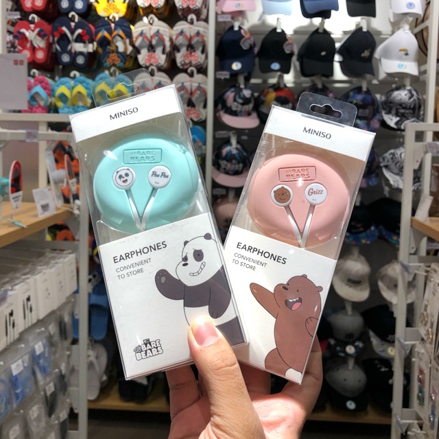 EARPHONE WE BARE BEARS MINISO / Headset Wbb Miniso EARPHONES GRIZZ ICE BEAR PAN PAN