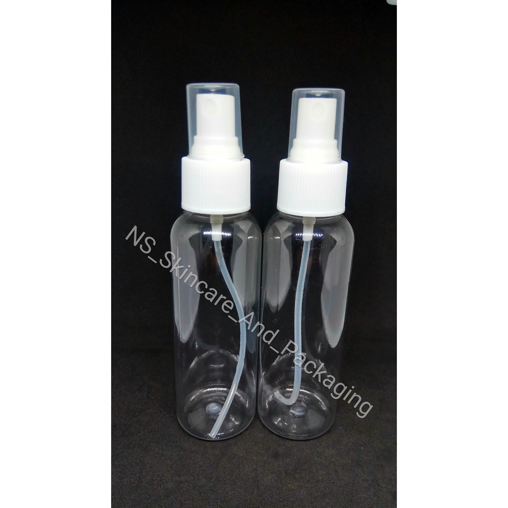 Botol spray 100ml / Botol PET 100ml Natural Tutup Spray Putih