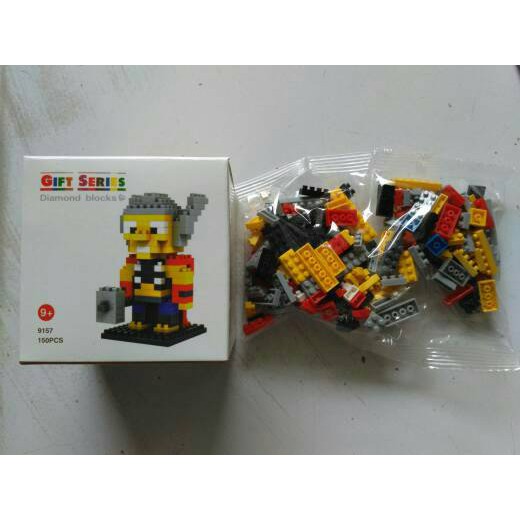 Mainan anak merakit Rakitan Lego Mini Brick Nano Diamond Block karakter thor