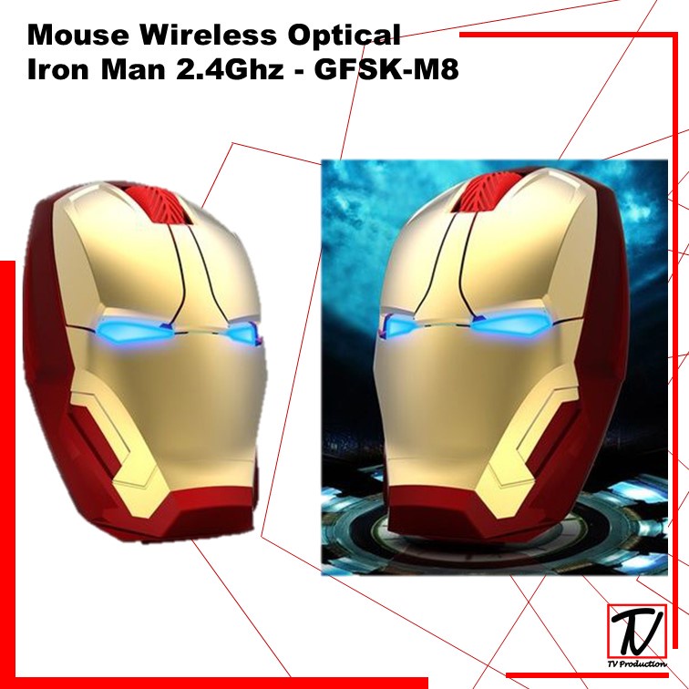 Mouse Wireless Optical Iron Man 2.4Ghz / Mouse Wirelles Super Hero Iron Man