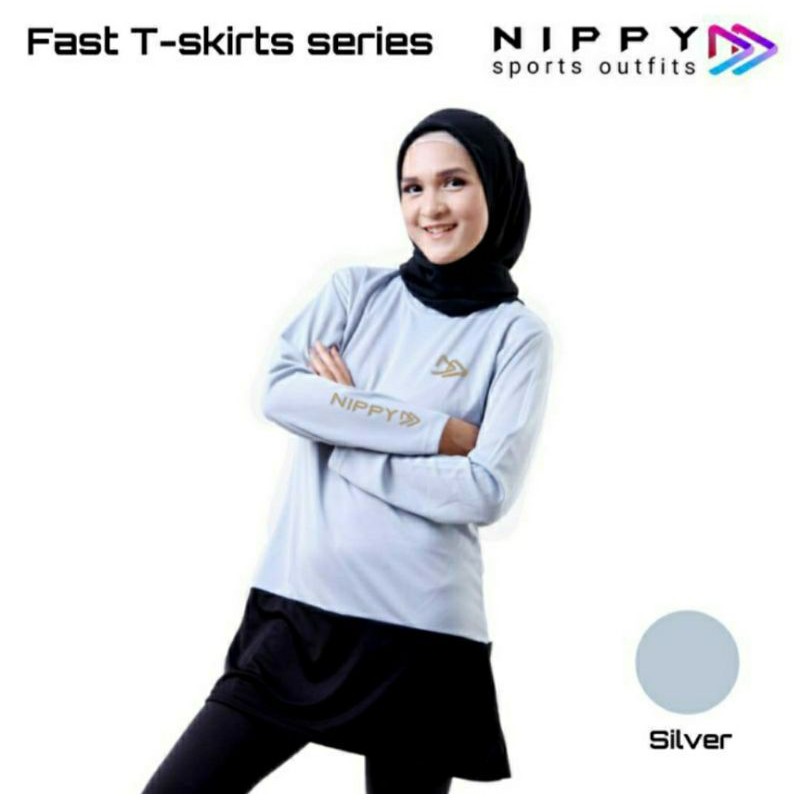 Nippy FAST Tskirt - silver Sports outfit / baju olahraga wanita / muslimah / baju lari/cycling