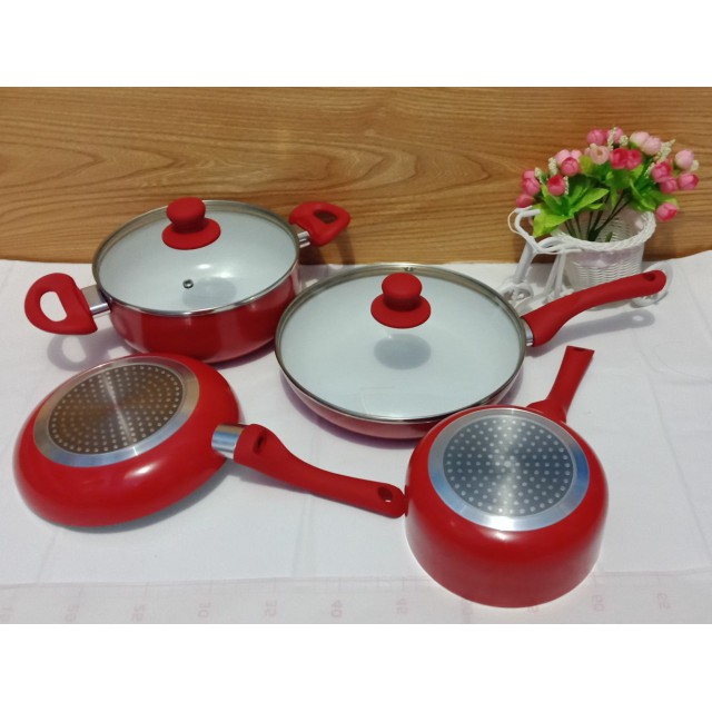 Panci set 4 pcs + tutup kaca 2pcs