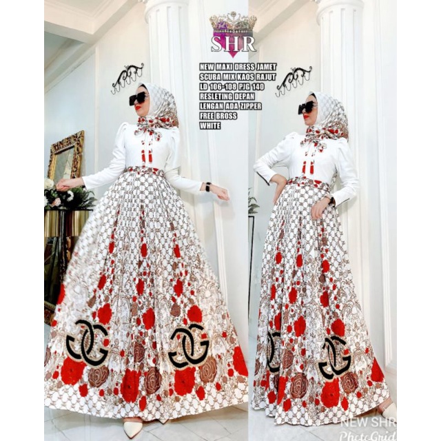 READY NEWW ORY SHR MAXI DRESS U REMPEL-Jamet white bunga