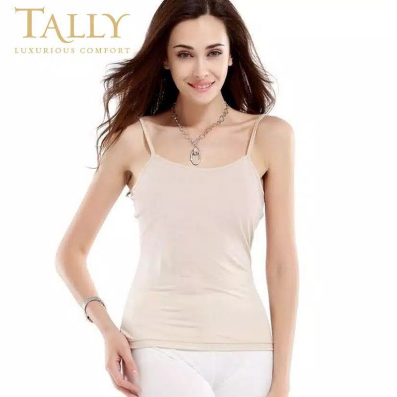 TALLY Singlet Tanktop Tali kecil 2005 Lembut  bahan  Bamboo-Coklat muda