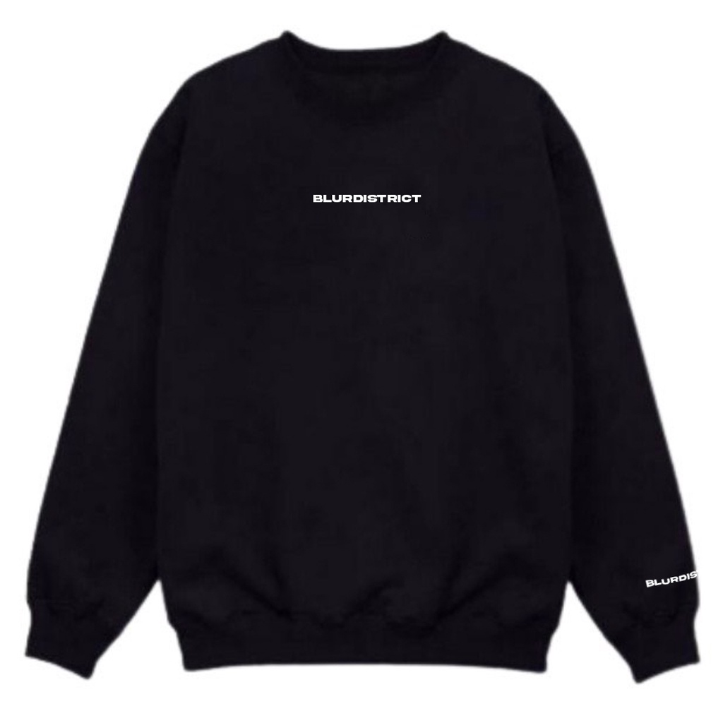 Sweater Crewneck Blurdistrict / Sweater Blurdistrict Hitam Pria / Crewneck Abu Crewam Hitam Pria Wan