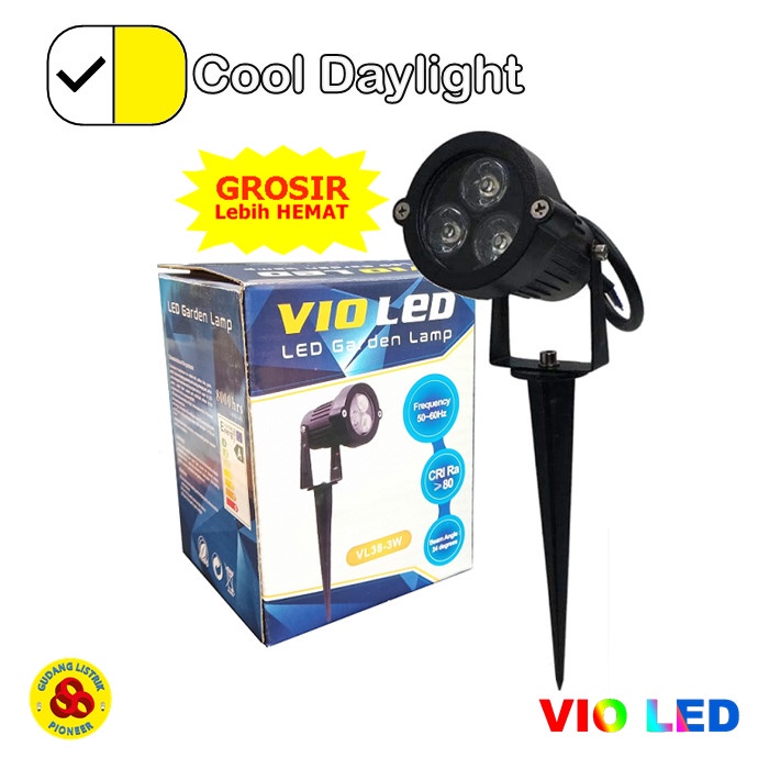 Vio LED Garden Lamp 3W Putih Tancap 220V LED Sorot 3 Watt Spike CDL