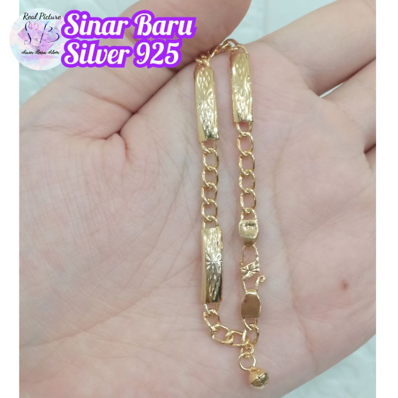 SinarBaru Gelang Silver925 gelang anak sisik naga gelang perak lapis emas