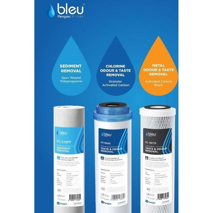Paket Refil Filter Air Bleu Penguin 10" / Pre Filter Mesin Ro Bleu 10"