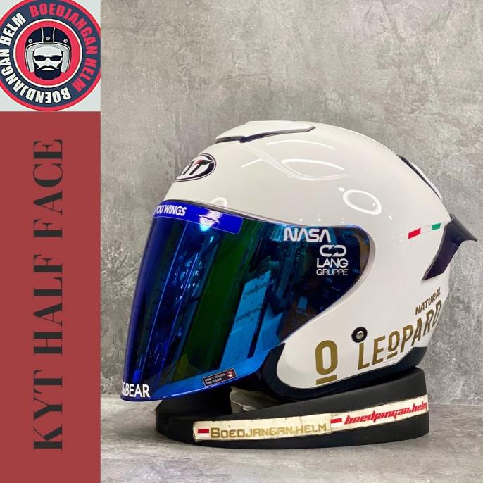 kyt helm kyoto white glossy  half face   single visor   paket tjakep