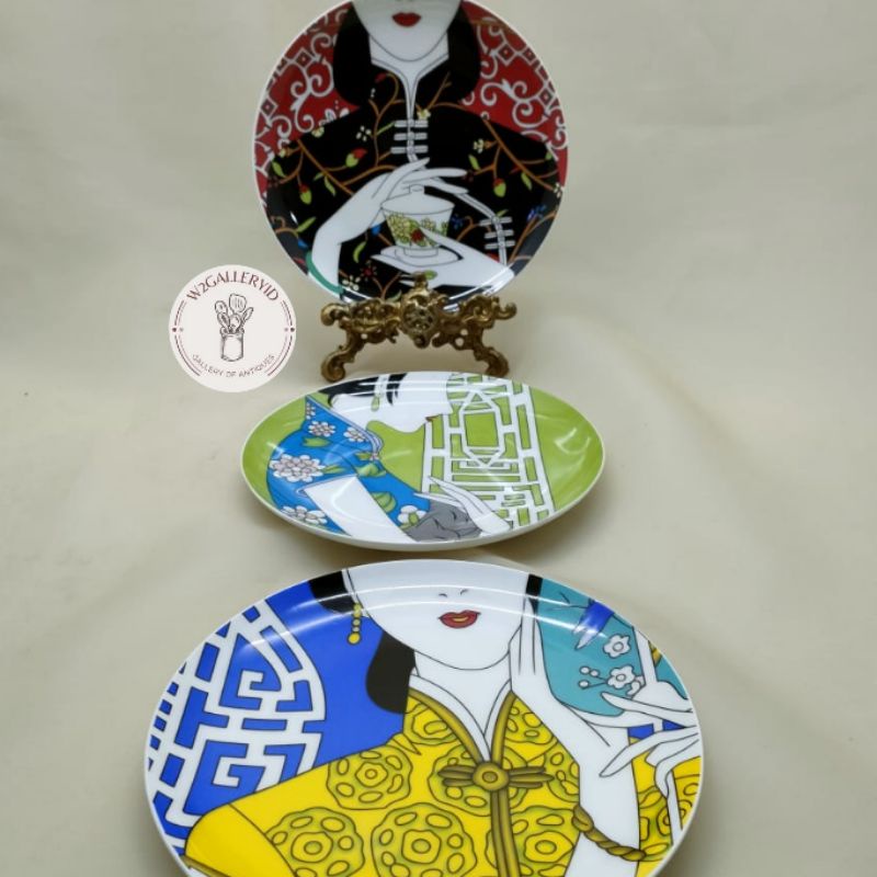 Set Piring Kue Oriental Lady/piring saji keramik china/piring pajang oriental