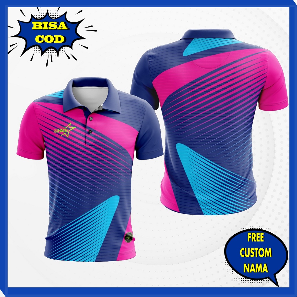 Kaos Baju Kerah Kancing Badminton Bulu Tangkis Running Pria Wanita Terbaru/ Baju Badminton Custom Fu