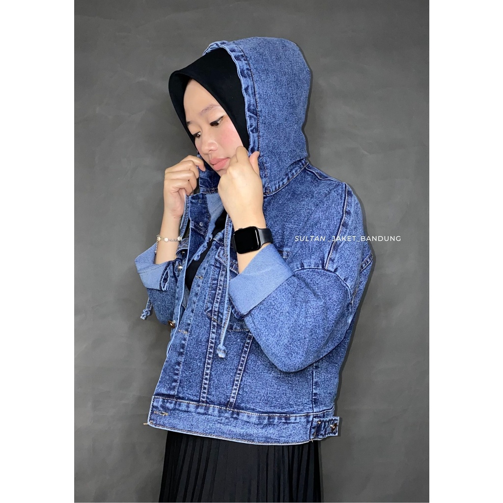 ROSE JAKET JEANS HOODIE CROOP || JAKET DENIM WANITA MODEL ZARA TERBARU