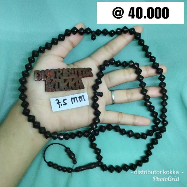 ( SUPER MURAH ) Grosir 5 pcs tasbih Kokka kaukah kaokah fukakah koka wajik polos 7,5 mm hitam