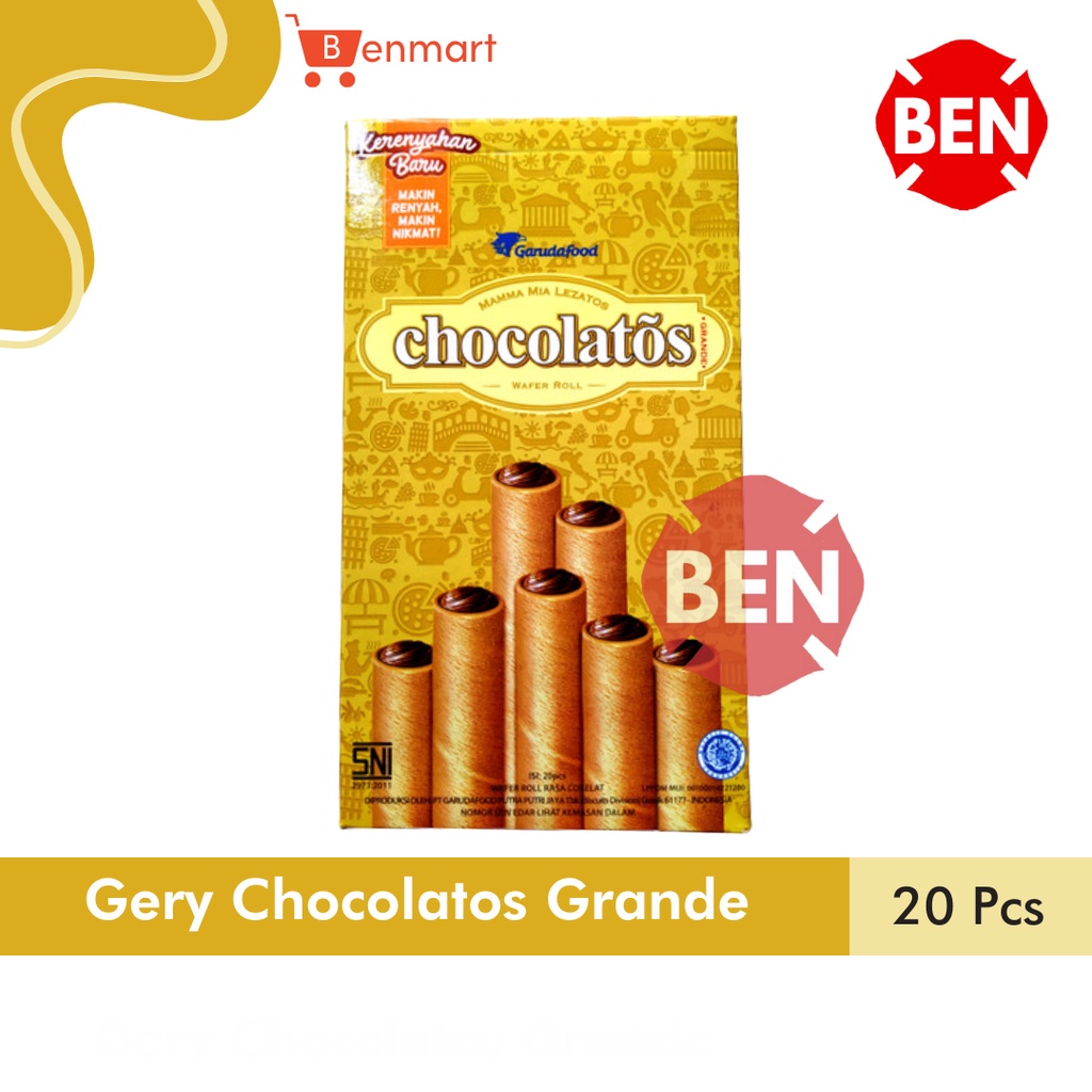 

Gery Chocolatos Wafer Roll Grande 1 Pak Box 20 Pcs - Coklat Besar Jumb