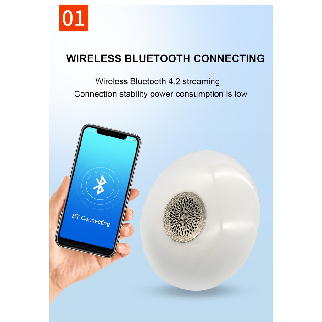 Lampu Bluetooth Bohlam Speaker Ruangan Tidur Disko Piring Musik UFO LED 24W