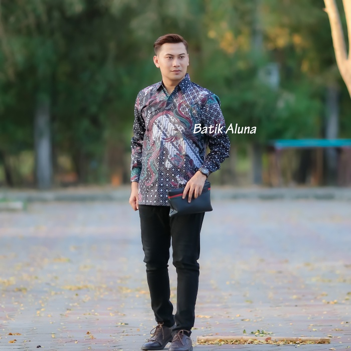 Atasan Batik Pria Lengan Panjang Baju Kemeja Batik Pria Lengan Panjang Premium Jumbo ASD 102