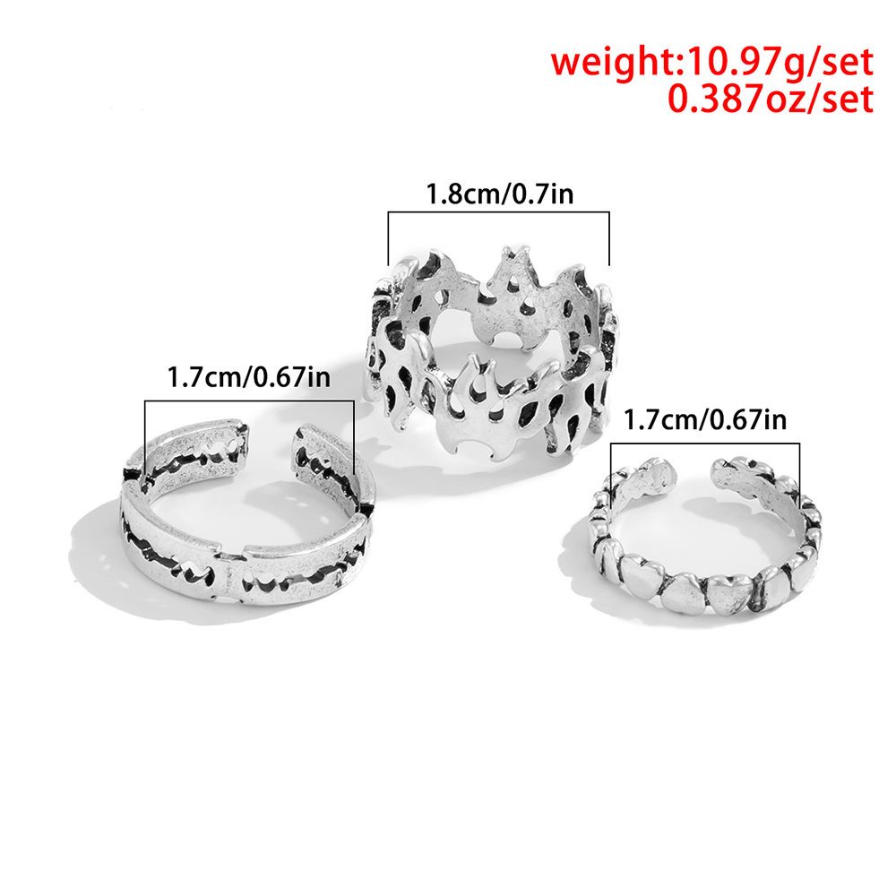 MXBEAUTY Hollow Love Heart Ring Set Trendy Women Finger Ring Korean Style Ring Elegant Male Personality Geometric Retro Adjustable Fashion Jewelry