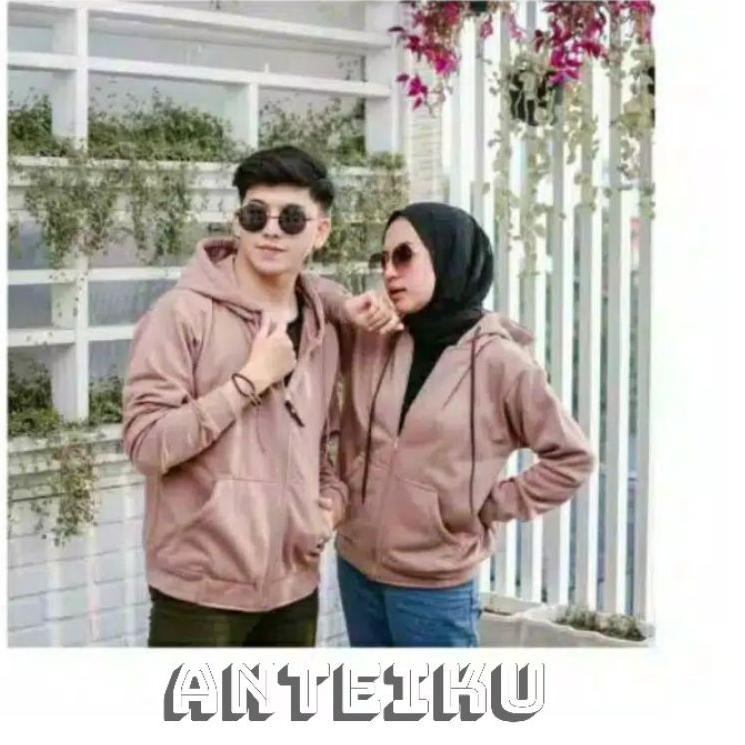 KCJI JAKET HOODIE ZIPPER COUPLE POLOS / SWEATER HOODIE COUPLE NATURAL /JAKET COUPLE PASANGAN Shopee 