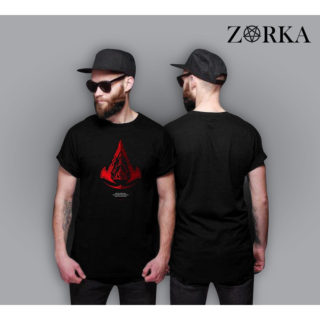 BAJU KAOS PRIA DISTRO ORIGINAL ZORKA KAPAK MERAH HITAM PENDEK / KAOS DISTRO SABLON DTF PREMIUM FREE STICKER