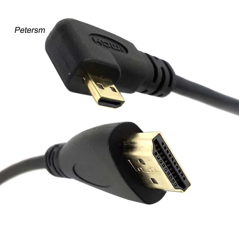 Kabel Micro Hdmi Tipe D Male Sudut Kiri 90 Derajat Ke Hdmi 1.4 Male 1080p Untuk Hdtv