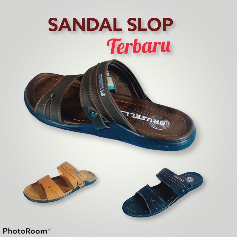 Sandal Kulit Pria Slop CP02 Sandal Selop Cowok Terbaru