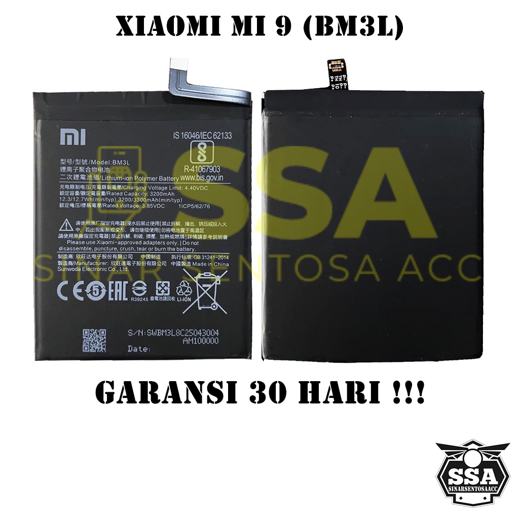 Baterai Xiaomi Mi 9 BM3L Mi9 Xiaomi9 Redmi BM 3L Original OEM Batu Batere Batre Battery Batrai Batrei ori hp Xiao Mi Garansi