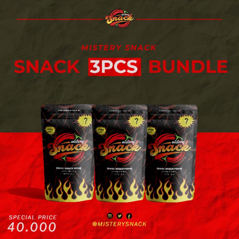 

makanan ringan pedas /snack pedas dari mistery snack bundle 3 pcs