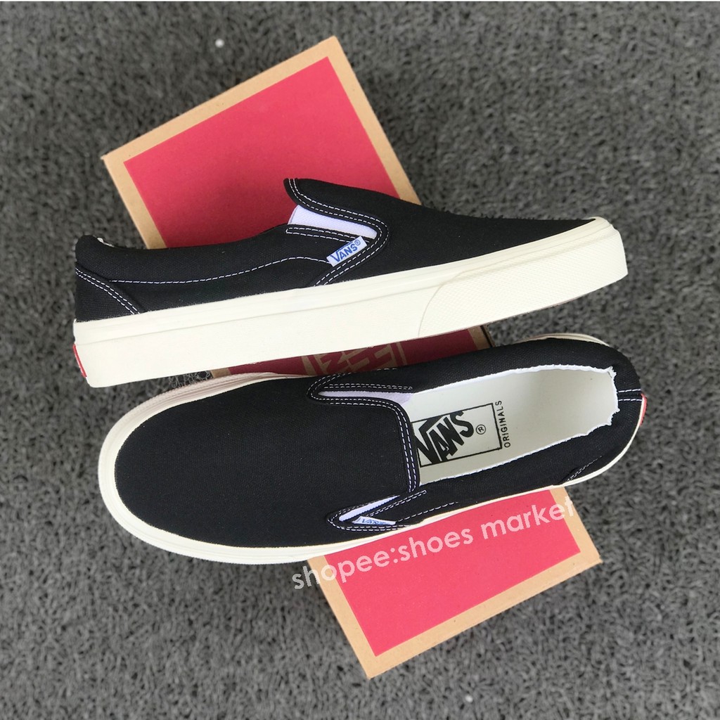 Sepatu Vans Slip On OG Black White - Free Kaos Kaki