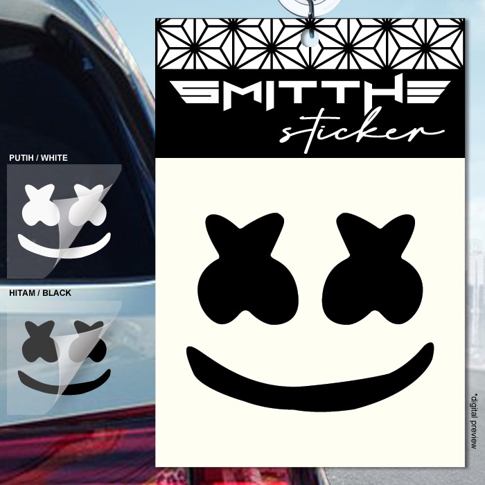 Stiker Marshmello v.2 Logo Cutting Sticker untuk aksesoris Mobil Motor