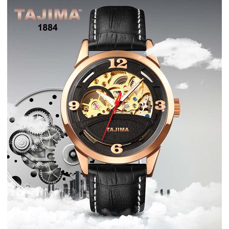 TAJIMA Jam Tangan Pria Automatic 1884 Original Kulit Garansi 1 tahun