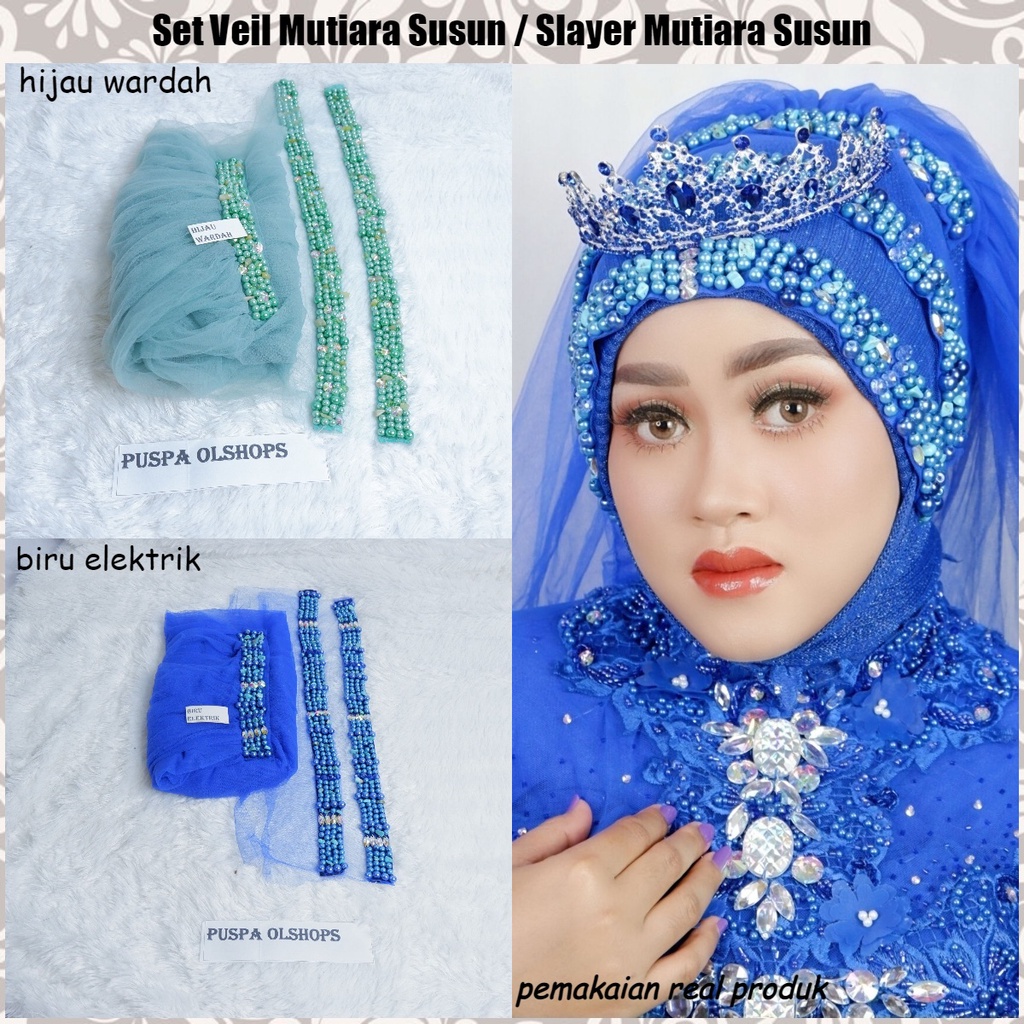 Set Veil Mutiara Susun Slayer Mutiara Susun hijau wardah-birel