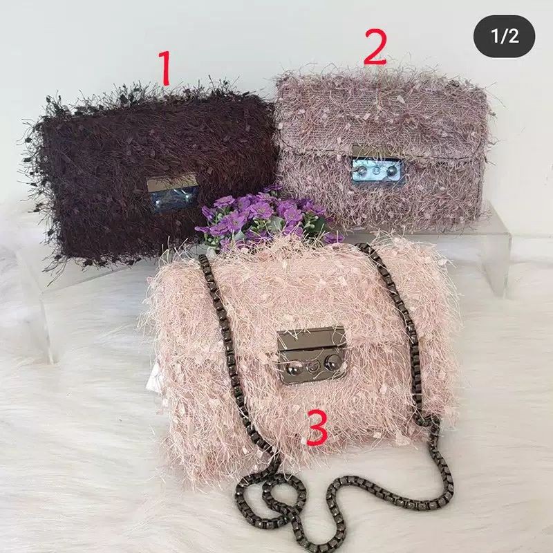 ready cod tas warna pink abu bulu selempang murah tas wanita import terbaru 2021 lagi laku