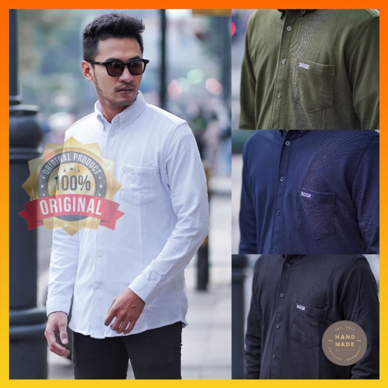 KEMEJA POLOS BAHAN COTTON CVC KEMEJA PRIA LENGAN PANJANG