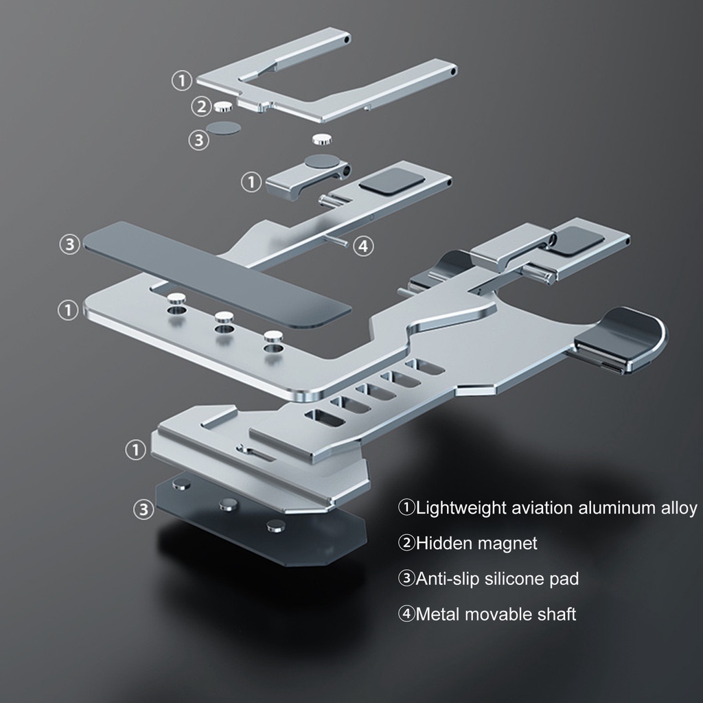 Hua T612 Stand Holder / Dudukan Ponsel / Tablet Model Lipat Bahan Aluminum Alloy Portabel Serbaguna Anti slip Untuk Meja