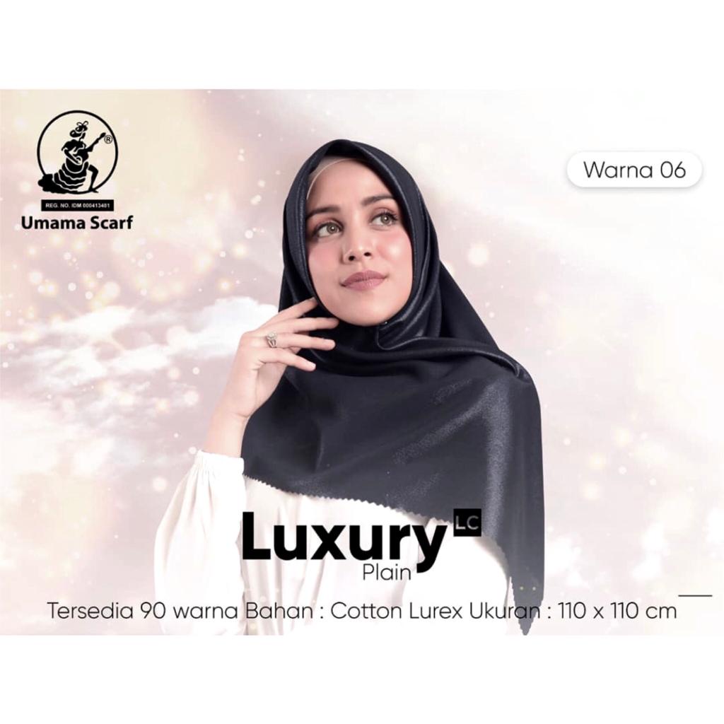 LUXURY PLAIN LC BY UAMAMA SCARF TEPI LACER CUT HIJAB/KERUDUNG GLOWING PESTA MEWAH SEGI EMPATi-BLACK