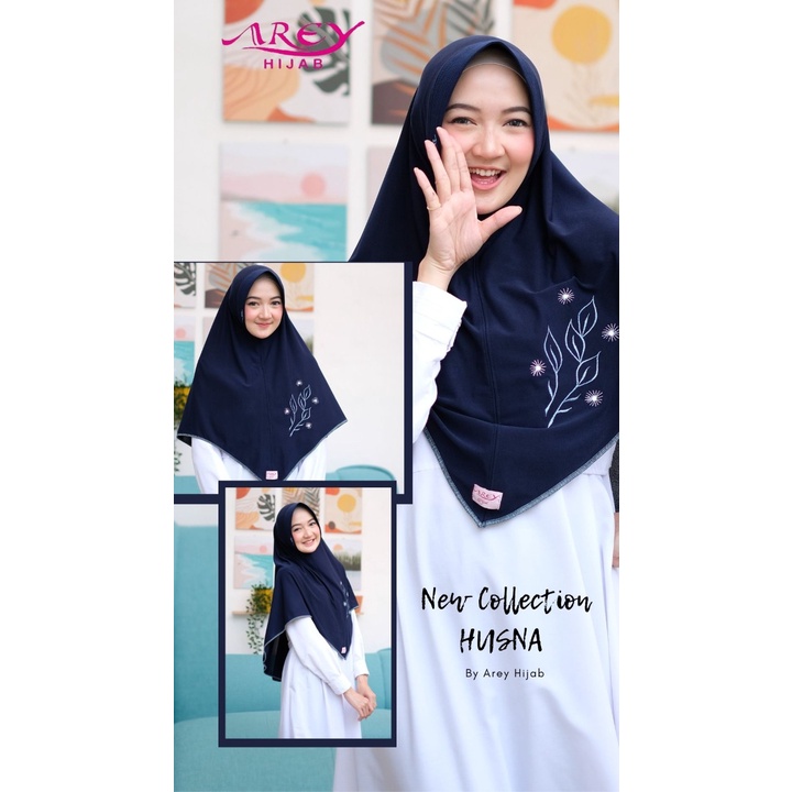 Arey Hijab Instan Husna Bordir Jersey Irish