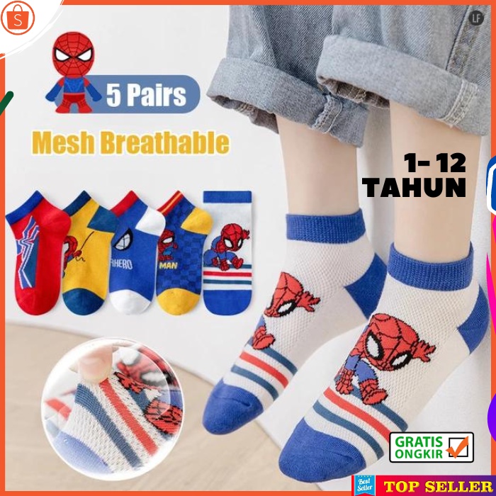 Kaos Kaki Anak Laki Laki Fashion Korea Kekinian Motif Cowok Superhero Spiderman Usia 2-10 TAHUN TK SD