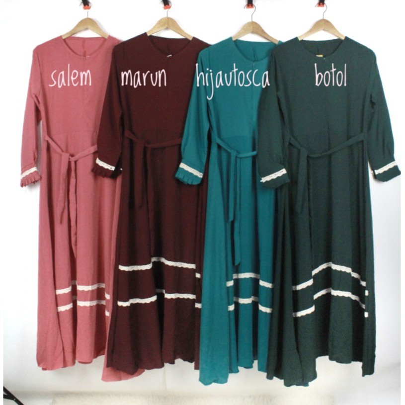 Gamis khadeeja wolfis list renda plat 2 khadijah syari busana muslim baju simple wanita baju wanita